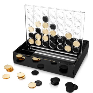 BLFIR Luxury Gold/Black Lucite 4 in A Row W11.5" x D 9" x 8"