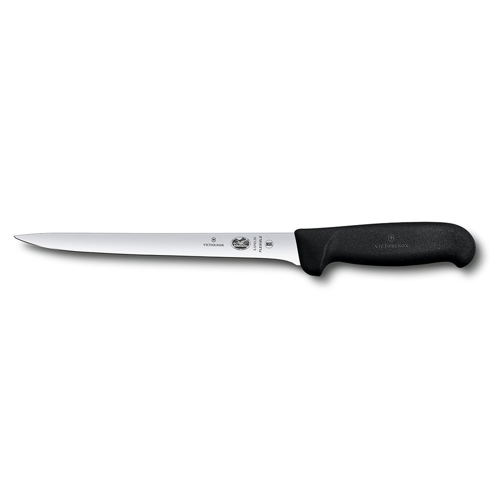 Victorinox - Fibrox, Filleting Knife, Straight Flexible Blade, Black, 8