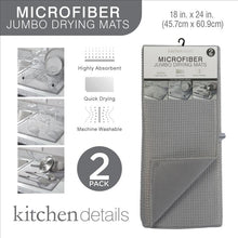 Load image into Gallery viewer, 2PK JUMBO 18X24&quot; MICROFIBER DRYING MAT- GREY
