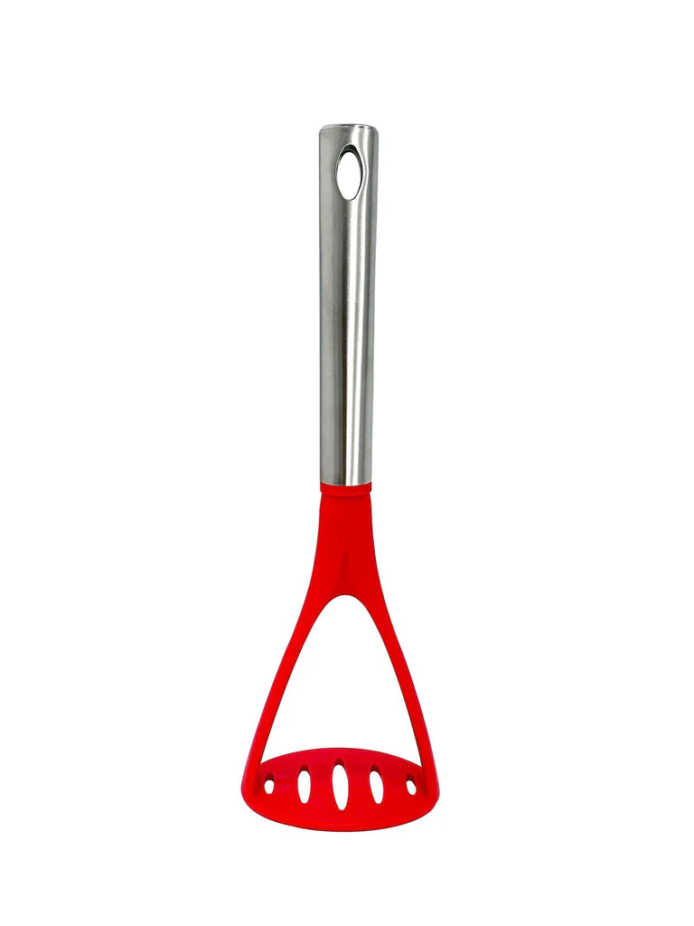Millvado - Nylon Utensils SS Handle, Potato Masher, Red, 11.5