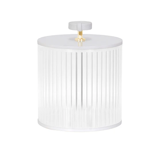 K-JKLS-CWHT Corrugated Lucite Cookie Jar with Leatherette Handle Small