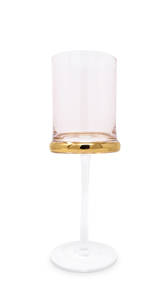 VWR4645 Set of 6 Pink Water glass gold base