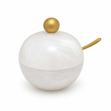 Load image into Gallery viewer, J-HD-24-GD Resin White Swirls Honey Dish Gold
