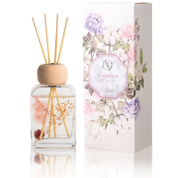 DFS-PYR-5249 Botanical Flower Diffuses, 100ml with wooden top, scent: Peony & Roses
