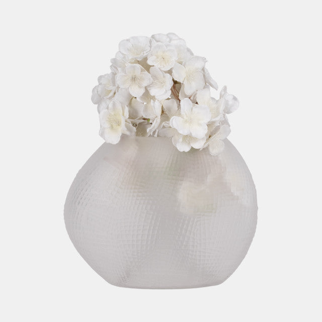 Glass Texture Vase, Frosted White