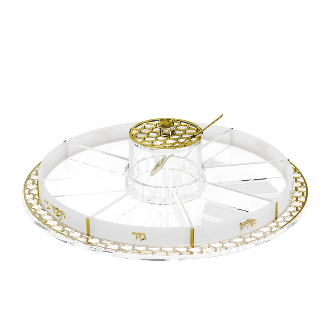 STHC01G Honeycomb Simanim Tray - Gold