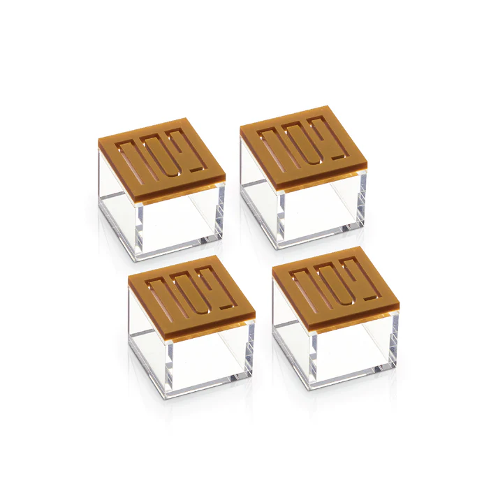 NRP-GLD Square Pesach Napkin Rings- Gold Lucite- Set of 4