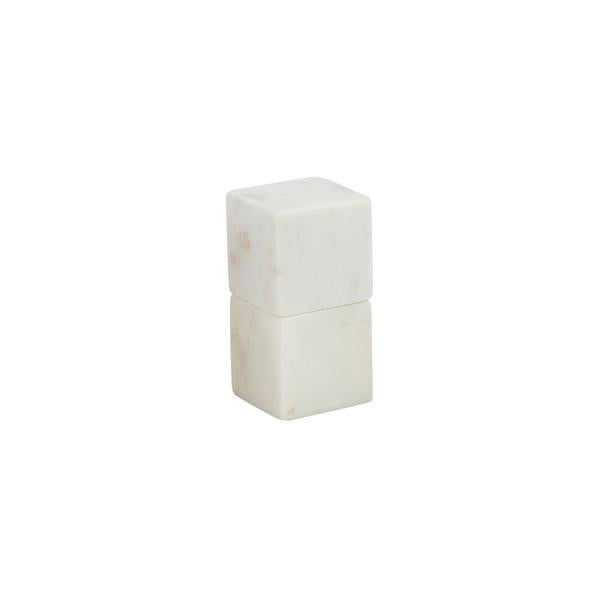 40250187W White Marble Salt And Pepper Set