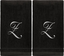 Load image into Gallery viewer, Black Monogrammed Towel - White Embroidered - Initial Z
