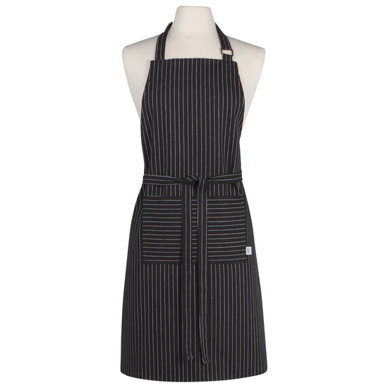 Black Pinstripe Chef's Apron