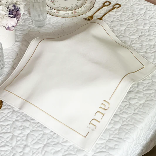 J-CCT-2-GD-L Leatherette Challah Cover with Embroidery Gold 22