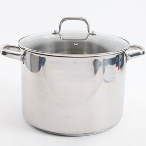 Adenmore 16 Qt SS Stock Pot W/Tempered Glass Lid - Brushed