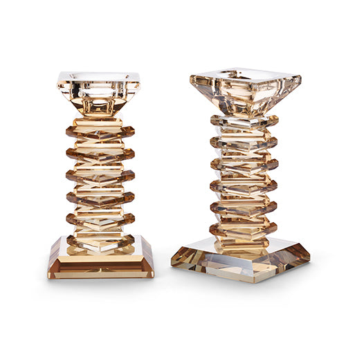 UK80675 Pair of Crystal Elegant Candlesticks 14.5 cm