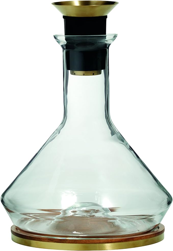 B2-01116 RBT Decanter with Wood Coaster and Micro-Perforated Aerator,Clear