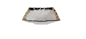 WPB3943 White Porcelain Square Salad Bowl with Gold Edge 11"