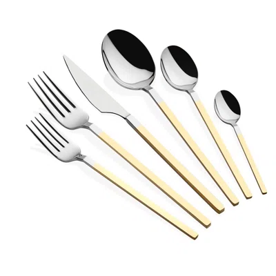 Kyoto Mattte Flatware Gold Accent Service For 4