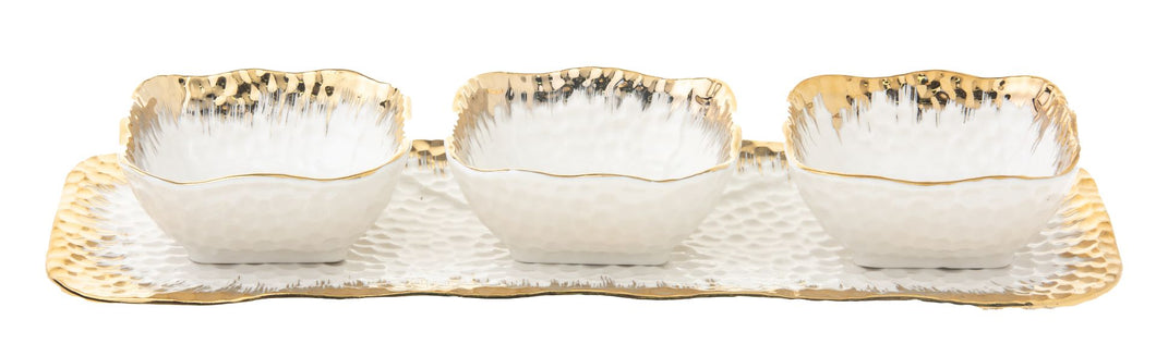 1675 Plate 3 Sectionl White Cermic 14.75 W Tray