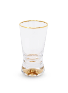 VLG3926 Set of 6 Liquor Glasses with Gold Rim and Gold Reflection Base