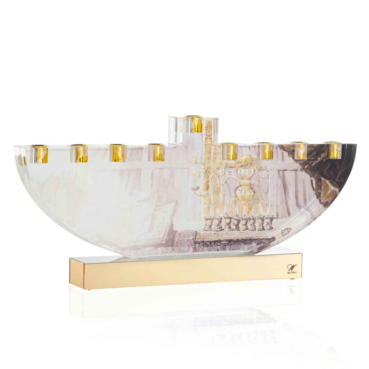 PJ-CH-ME-4 Painted Judy Chanukah Menorah - Metal Fire-Safe Inserts (oi ...