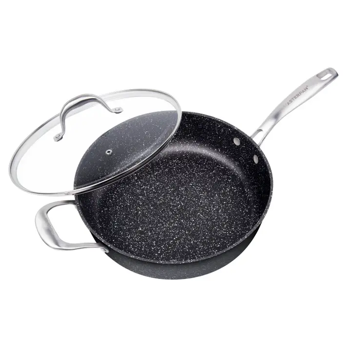 5 Qt. Saute Pan with Glass Lid Non-Stick Cast Aluminum Granite Look Finish, 11
