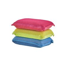 3 Pack Microfiber Dish Sponge Red Blue & Yellow