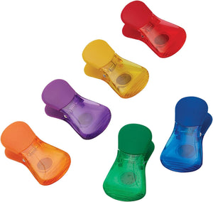Farberware Heavy Duty 6 Piece Wide Bag Clip Set, Assorted Colors Magnetic Food Sealing Clips for Chips, Snacks and Organization