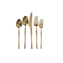 Load image into Gallery viewer, TAJ-FW-105 TAJ Crown Matt Gold Flatware Service For 4 Dishwasher Safe
