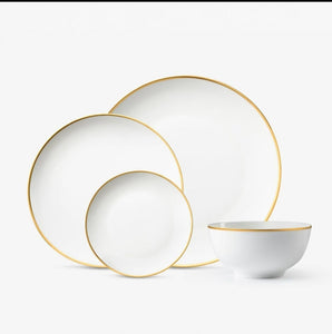 VB-VNT Vintage, Bone China, White and Gold Rim Service For For 4