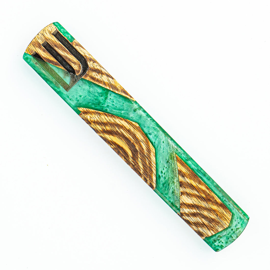 50902 • Mezuzah With Wood / Grn Resin