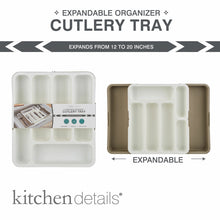 Load image into Gallery viewer, Extentable Cutlery Tray Organizer - White w. Taupe
