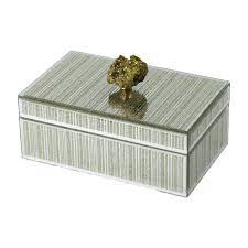 17646 GLASS, 8X5" JEWELRY BOX, STONE TOP, GOLD