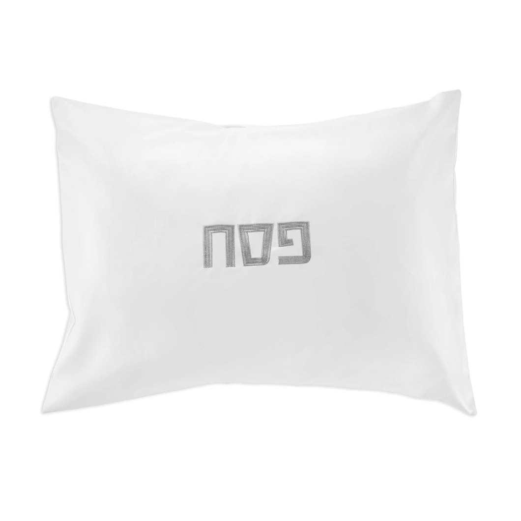 PU-PC-W/S PU Leather Pillow Case - White & Silver Imprint