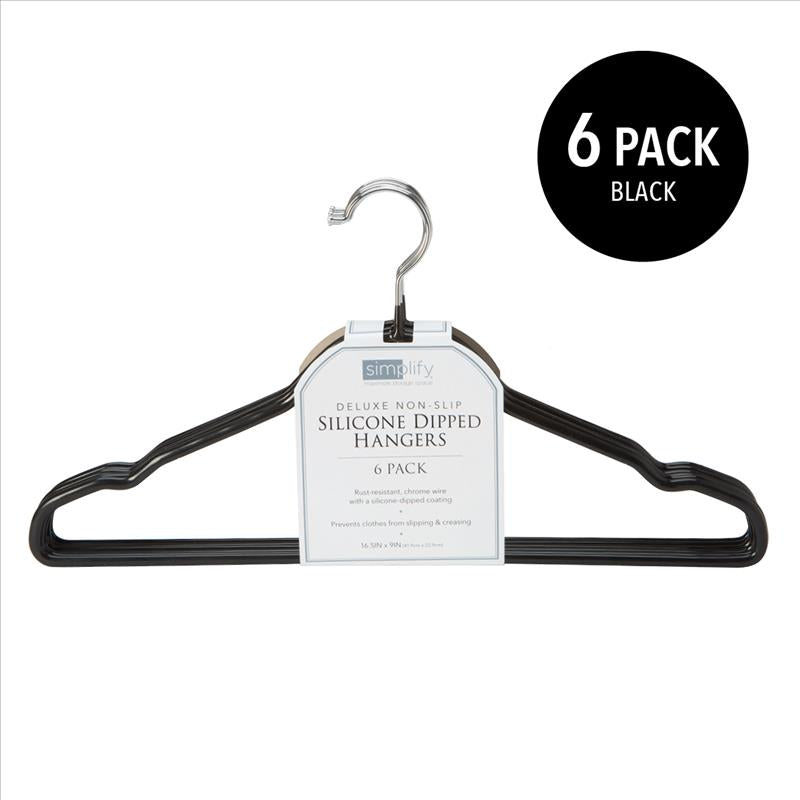 23270-BLACK 6PK FLAT WIRE NON SLIP HANGER