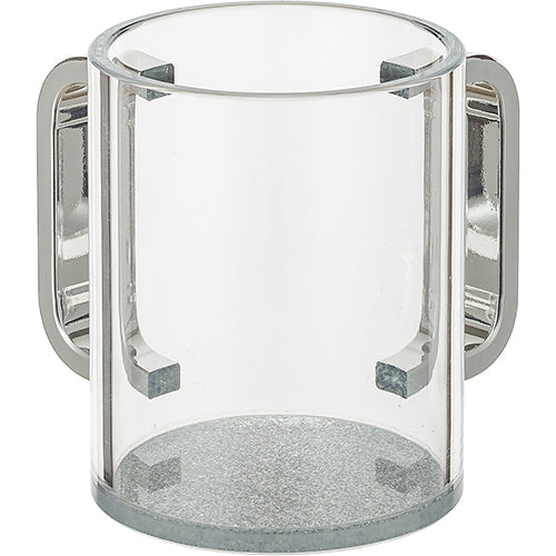UK41011 Acrilic Clear Washing Cup 11 cm - Silver Glitter and Silver Handles