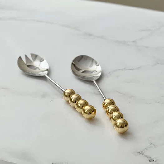 K-SSGBC-GD Stainless Steel Salad Server With Gold Balls
