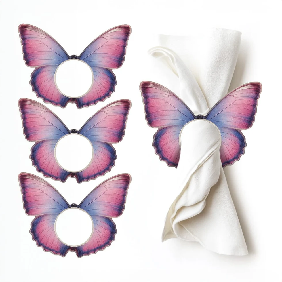 NR-BU-BP Tie - Dye Butterfly Napkin Rings