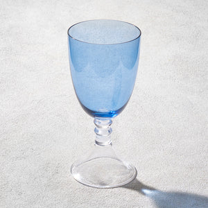 VD-I18-BL Iris Glass Goblet Blue with Clear Stem 18 oz