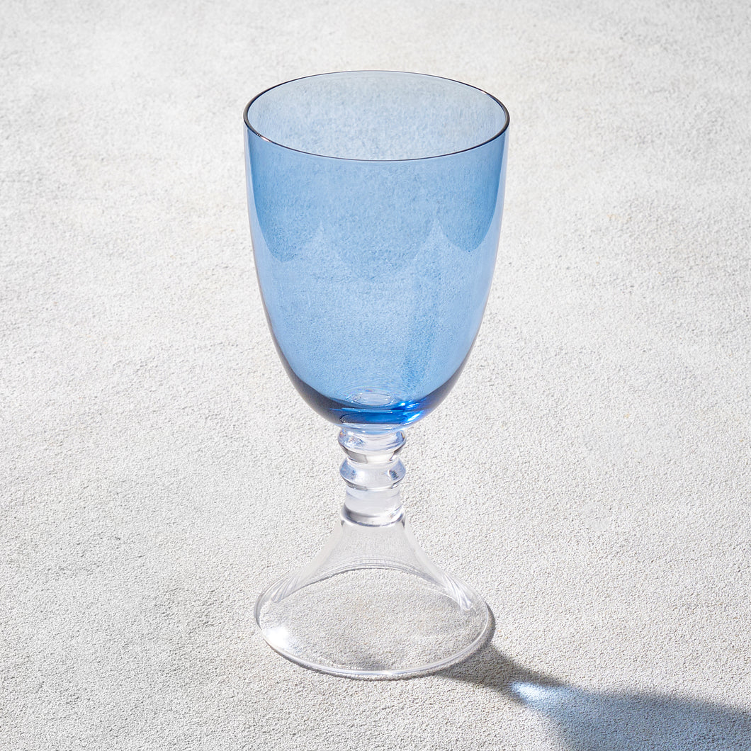VD-I18-BL Iris Glass Goblet Blue with Clear Stem 18 oz