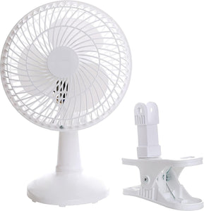SOHLER 6-Inch Clip Convertible Table-Top & Clip Fan Two Quiet Speeds - Ideal For The Home, Office, Dorm, White