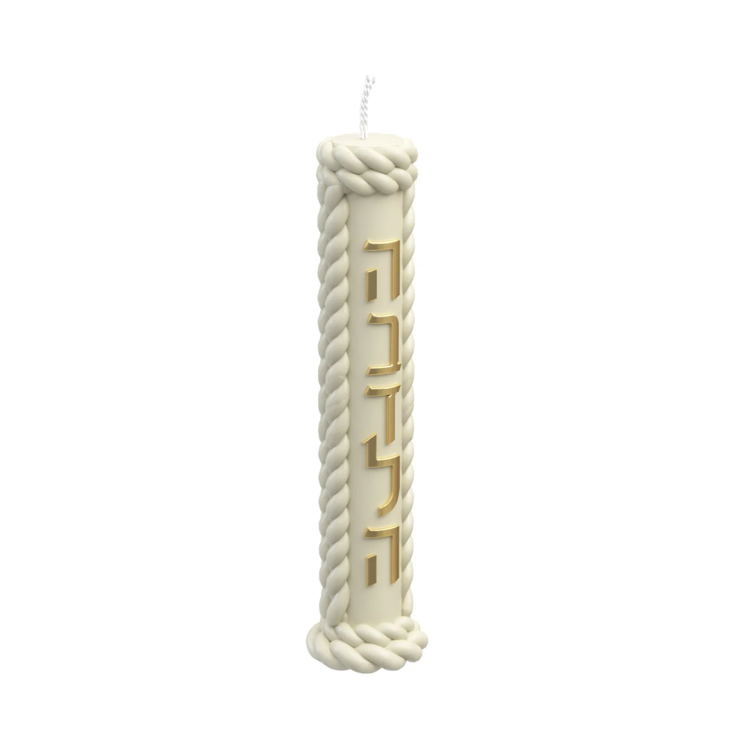 HCBP01CR Braided Pillar Havdalah Candle White Gold