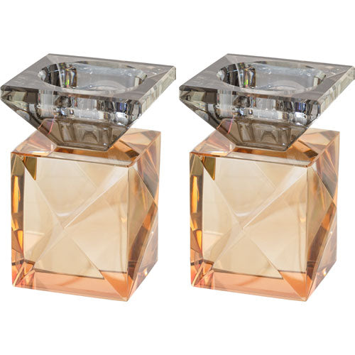 UK81474 Pair of Crystal Candlesticks 9 cm