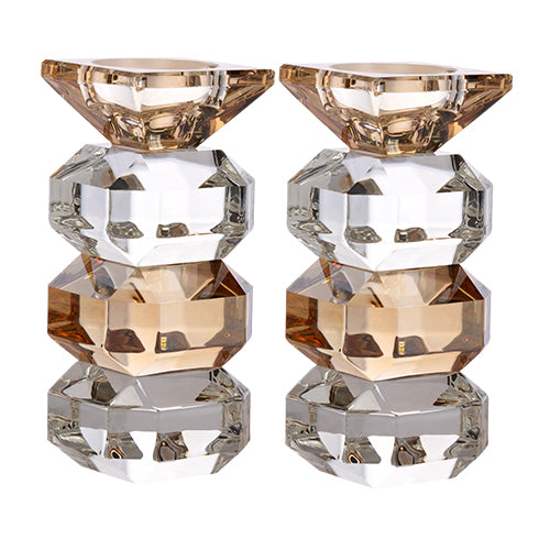 UK81991 Pair of Crystal Elegant Candlesticks 14.5 cm