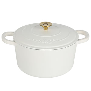 137364.02 Artisan 5 Qt ECI Dutch Oven w/Lid & SS Gold Knob - Matte Linen