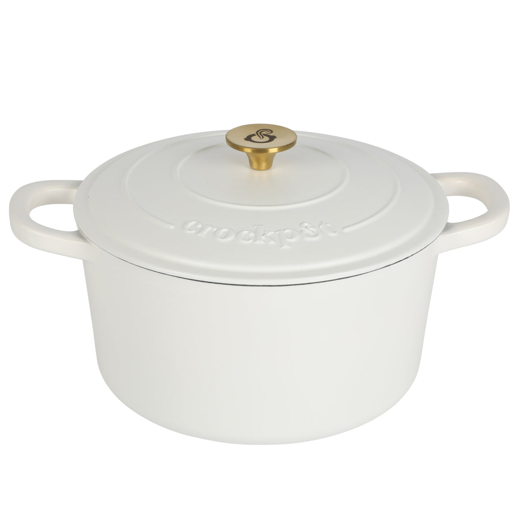 137364.02 Artisan 5 Qt ECI Dutch Oven w/Lid & SS Gold Knob - Matte Linen