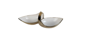 WPR3944 White Porcelain Double Snack Bowl with Gold