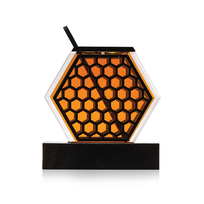 HD-BLK Honeycomb Honey Dish- Black Lucite