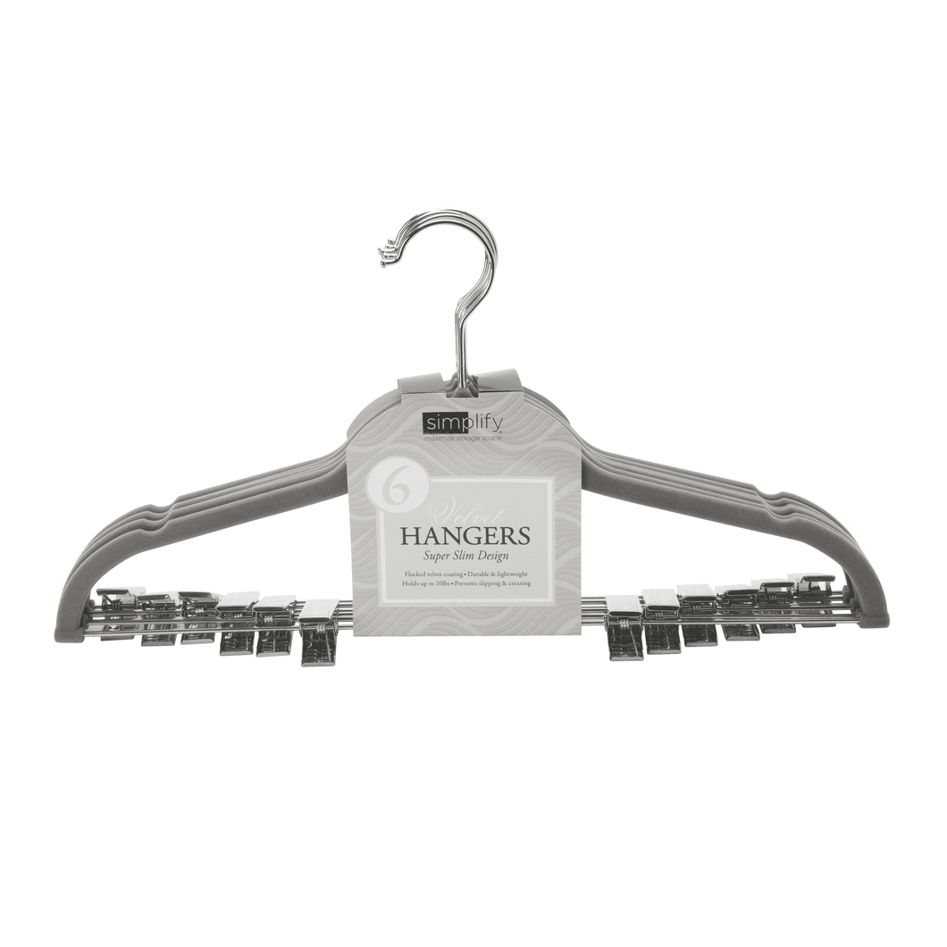 6PK VELVET SUIT HANGER W. CLIPS