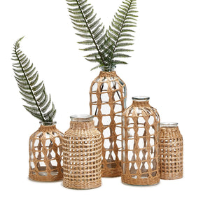 54568-03 Hand-Woven Lattice Vase - Paper/Glass