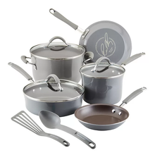 Load image into Gallery viewer, Rachael Ray Cucina 10-pc. Porcelain Enamel Nonstick Cookware Set Sea Salt Gray

