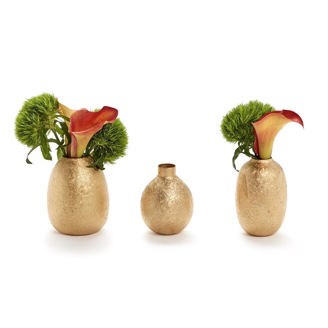 AAI003-S3 Golden Texture Set of 3 Golden Vases Includes 3 Shapes - Iron